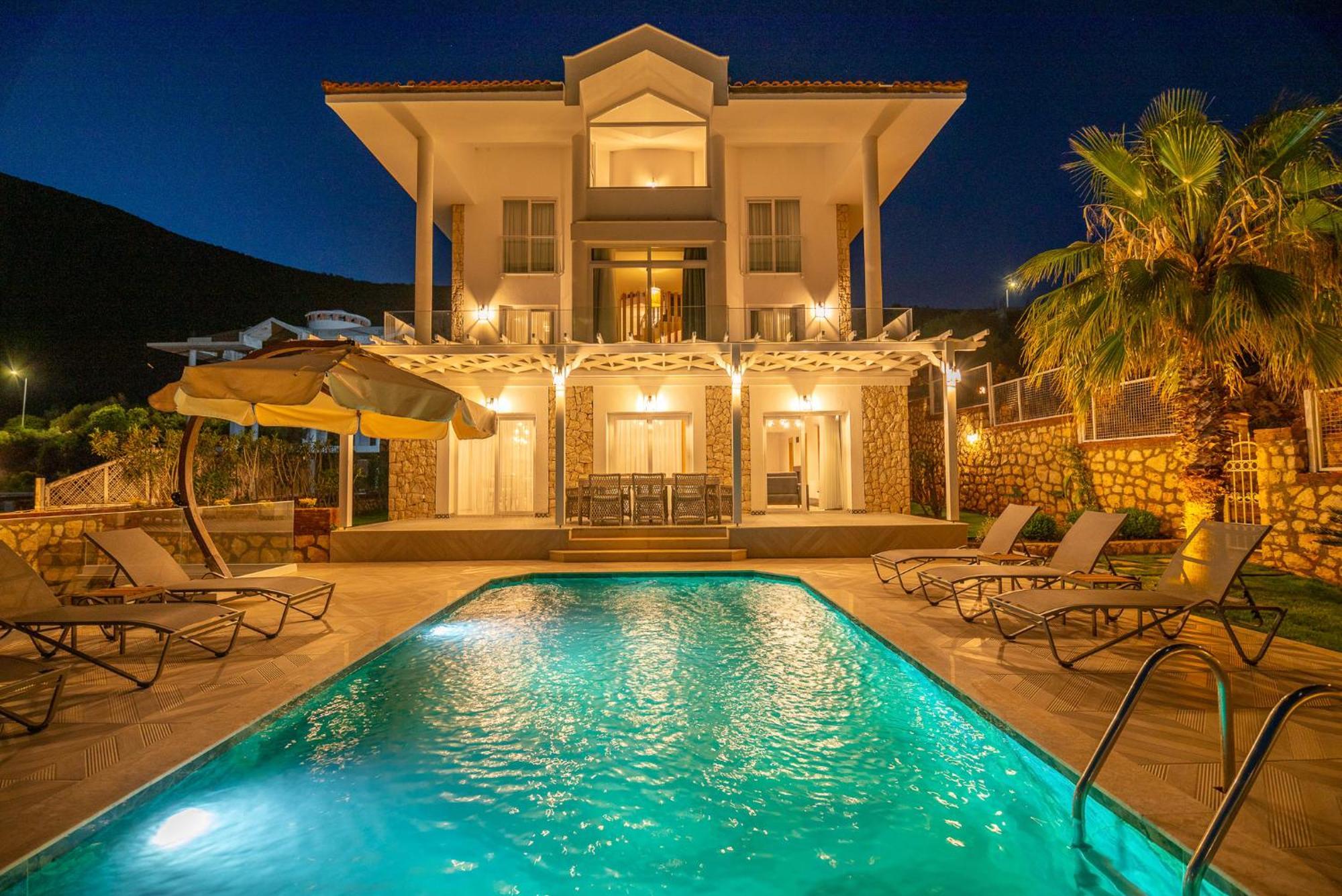 Beachfront White Villa With Private Swimming Pool Kalkan Exterior photo