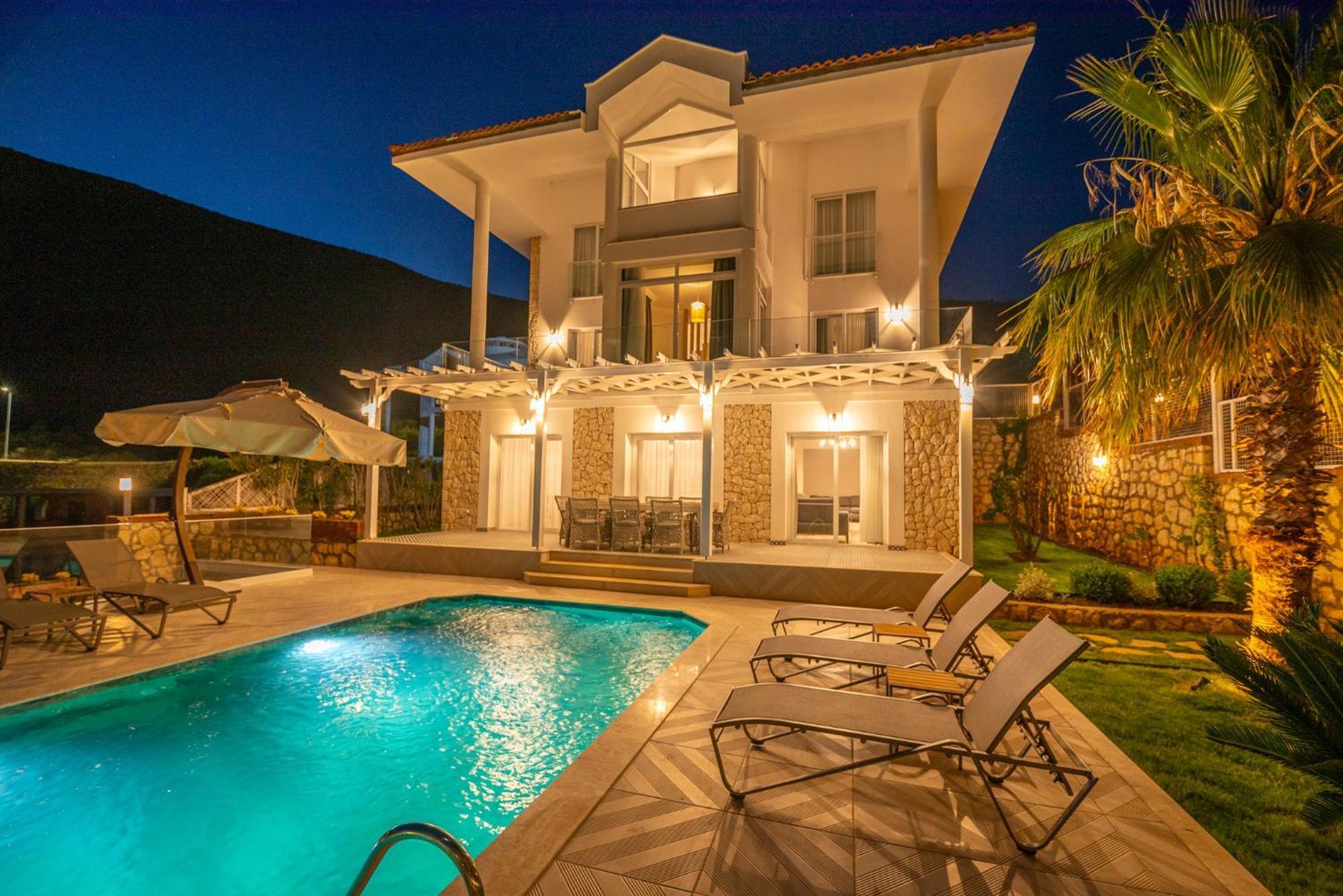 Beachfront White Villa With Private Swimming Pool Kalkan Exterior photo